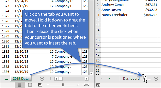 different tabs in excel for mac